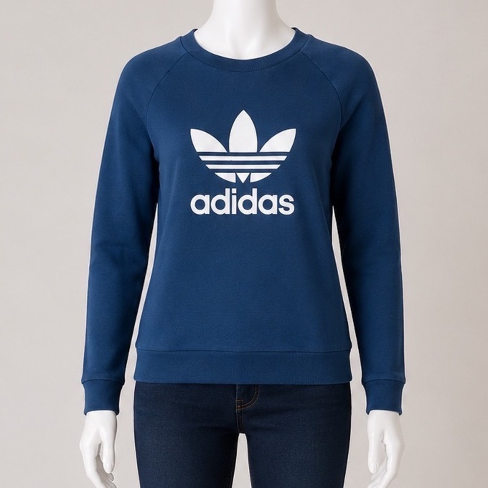 Adidas Originals Trefoil Sweatshirt Teal Blue Crewneck Pullover Small S